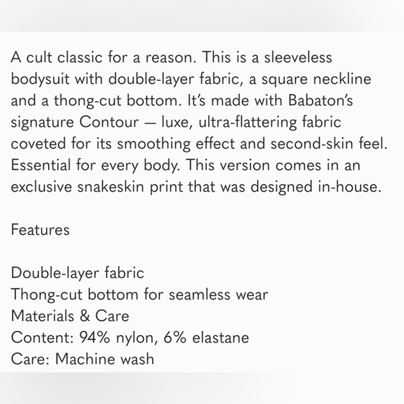 Aritzia Babaton Bodysuit Snakeskin small size - Picture 7 of 7